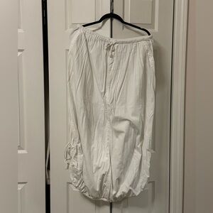 Free People White Ruched Drawstring Maxi Skirt | Size M